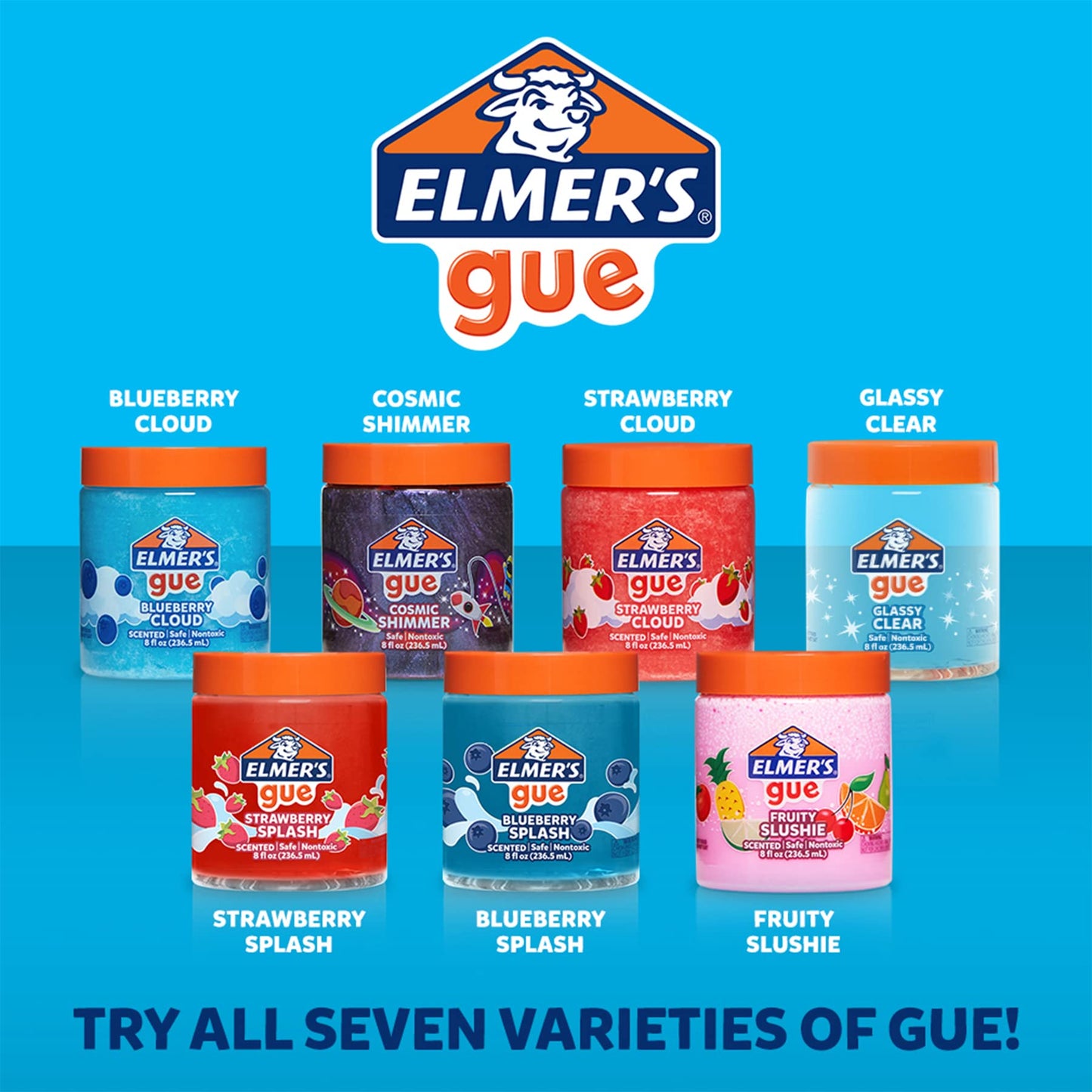 Elmer'S Gue Pre-Made Slime, Blueberry Splash Slime, Scented, 2 Count