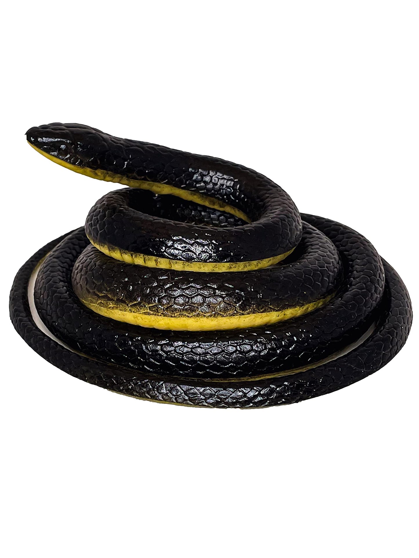 Funfamz The Original Realistic Rubber Snake Toy - Large Black Fake Snake Prank, Keep Birds Away, Toy Snakes That Look Real, Perfect Nature Gift For Kids Or For April Fools Day Practical Jokes