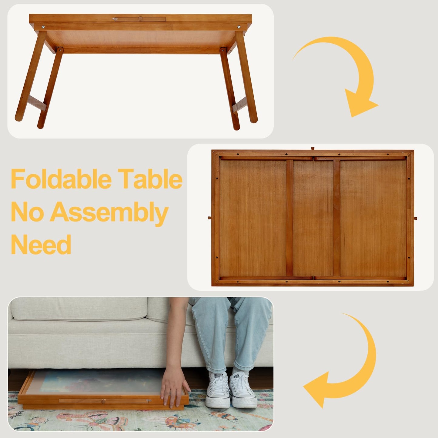 Ykhallybee Puzzle Table 1500 Pieces Wooden Puzzle Board With Legs, 34.3   X 26.5    Jigsaw Board With 4 Drawers And Cover, Folda