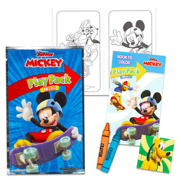 Beach Kids Disney Mickey Mouse Birthday Party Favors Set - Bundle with 24 Mickey Play Packs | Mini Coloring Books, Stickers, and