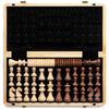 A&A 15'' Magnetic Wooden Chess Set/Folding Board / 3'' King Height German Knight Staunton Chess Pieces/Mahogany & Maple Inlaid /