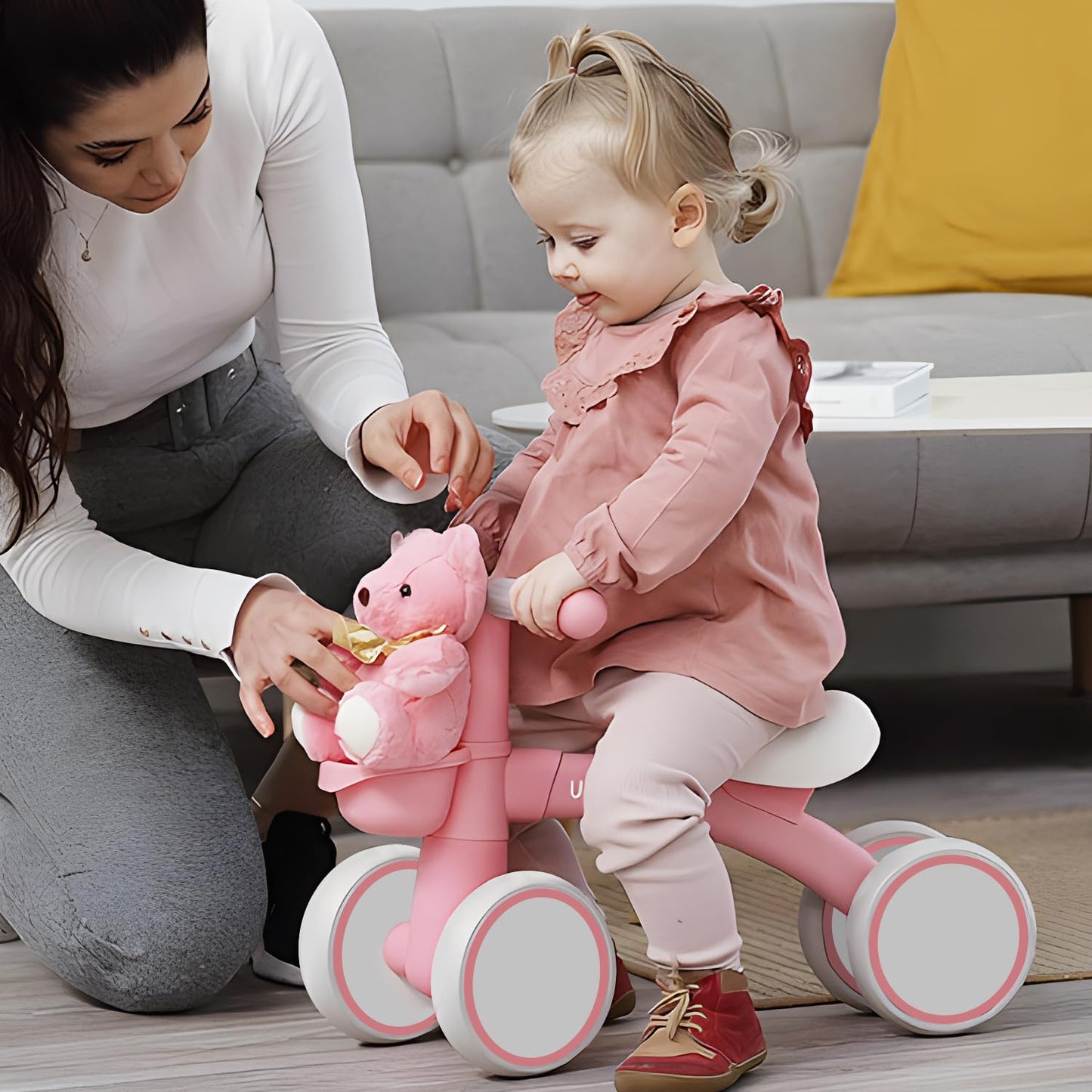Umatoll Baby Balance Bike for 1 Year Old Boys Girls, 12-24 Months Toddler Balance Bike with Removable Basket, Adjustable Seat, 4