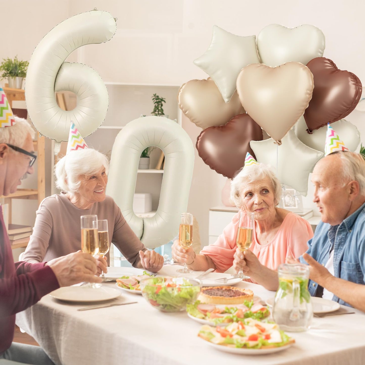 17Th Birthday Balloons Decor, Helium Beige Cream Neutral 17 Balloon, Brown Tan White Sand Taupe Heart Balloon With Foil Nude Sta