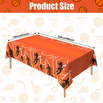 Lianxuia 3 Pcs Basketball Tablecloth, 51 X 86 Inch Basketball Plastic Table Cover, Basketball Party Decorations, Suitable For Bo