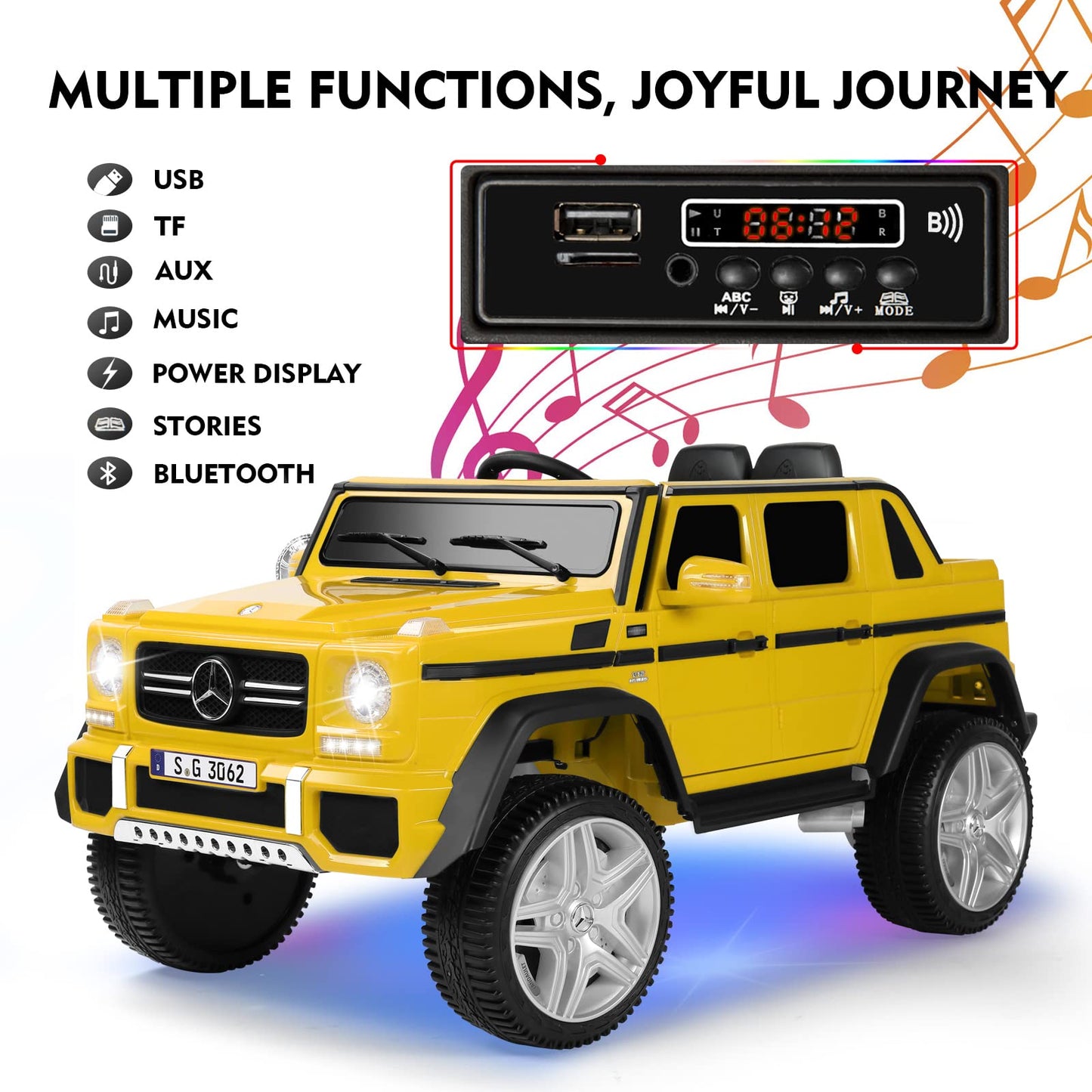 Joyldias Kids Ride On Cars, Licensed Mercedes-Benz Maybach G650S, 12V7Ah Battery Powered Toy Electric Car For Kids W/2.4Ghz Remo