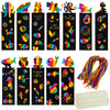 100Pcs Scratch Art Bookmarks Making Kit for Kids, Scratch Paper DIY Animal Bookmarks Bulk with 100 Pcs Ribbons and 100 Pcs Wood