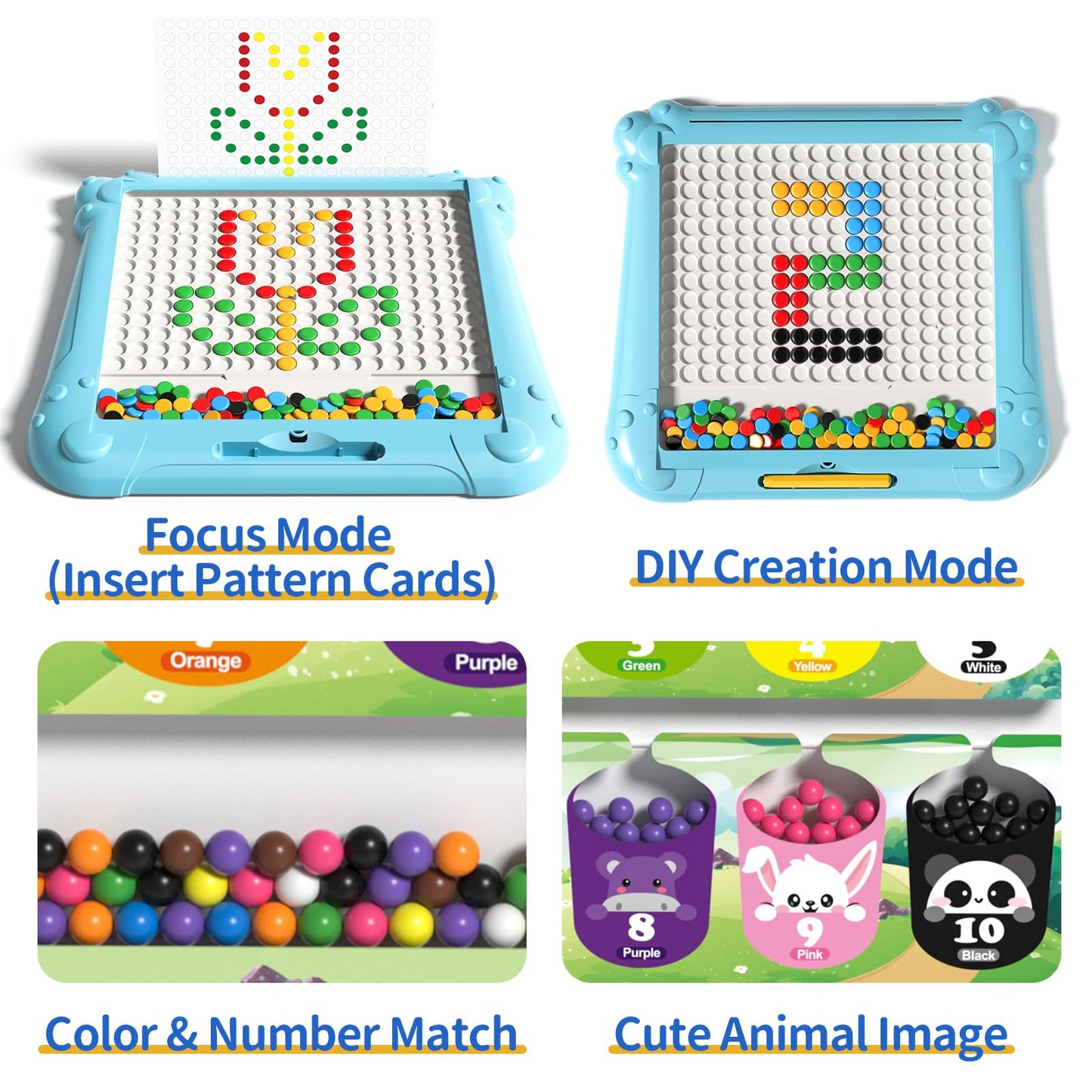 2-In-1 Large Magnetic Drawing Board For Toddlers Kids, Magnetic Color And Number Maze, Magnetic Dot Art Board For Kids, Montesso