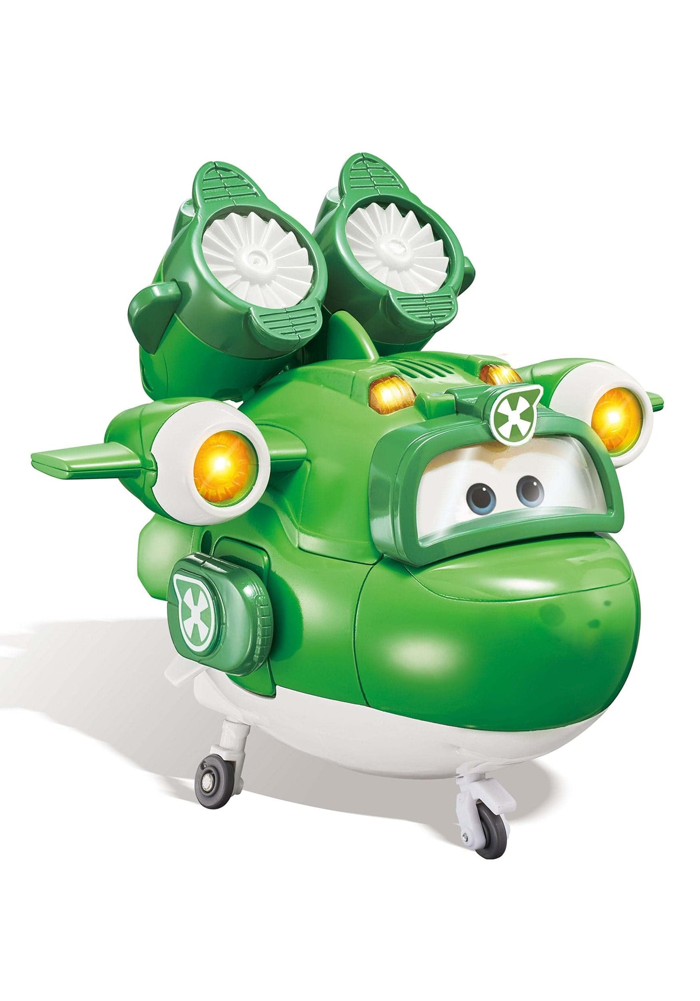 Super Wings - 6'' Deluxe Transforming Supercharged Mira Airplane Toys | Plane To Robot | Toy Plane Vehicle Gift For Preschool Kids 3 4 5 Year Old Boys Girls | Light And Sound Effects, Green