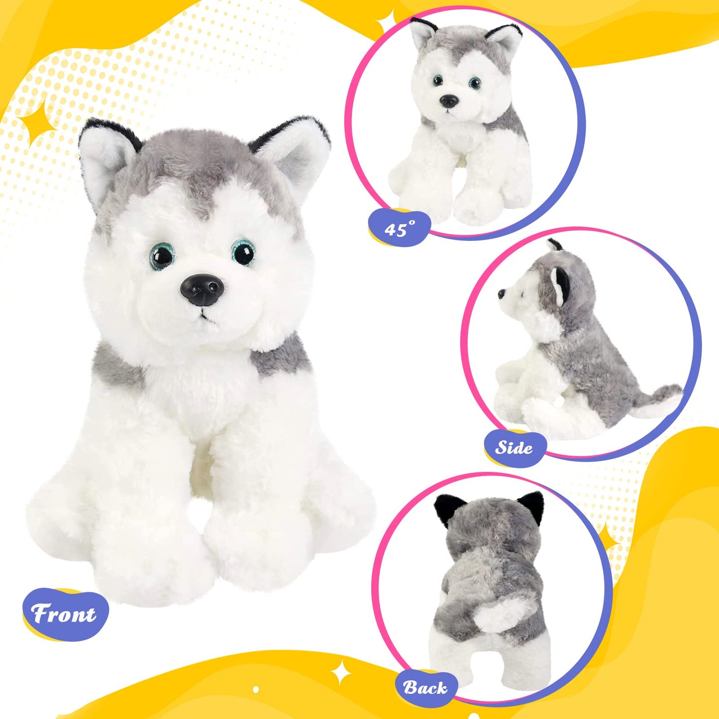 Bstaofy 12'' Husky Stuffed Animal Realistic Puppy Dog Soft Plush Toys Adorable Birthday Valentines Christmas Festivals Gifts For