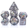 UDIXI Polyhedral Dice Set D&D, 7PCS Grey DND Dice Filled with Laser Paper for Dungeons and Dragons Role Playing Game MTG,Pathfin