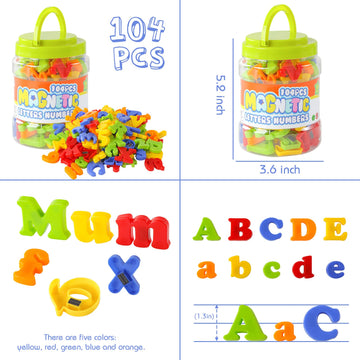 Lovestown Magnetic Letters And Numbers Set,Abc 123 Alphabet Fridge Magnets, Educational Learning Toy For Toddlers,Letter Magnets 104 Pieces