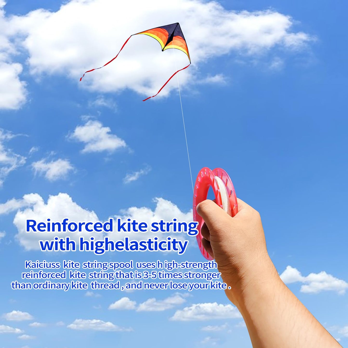 Kaiciuss 4 Pack Kite String Hoop For Kids, Kite Spool Set For Boys & Girls, Kite Handle Kit With 300 Feet Line For Each Kite Reel Winder