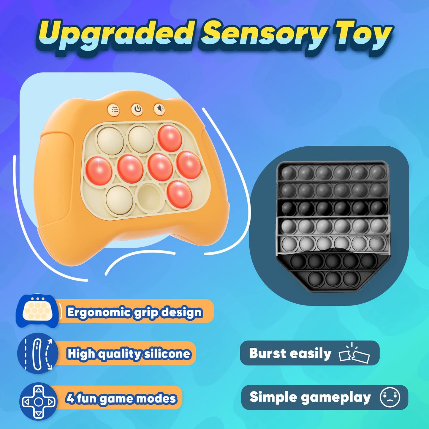Byserten Handheld Game For Kids 6-12 With Lights And Sounds, Sensory Fidget Toys For Kids 8-12, Birthday Gifts For 6 7 8 9 Year Old Girls & Boys & Teens -Orange