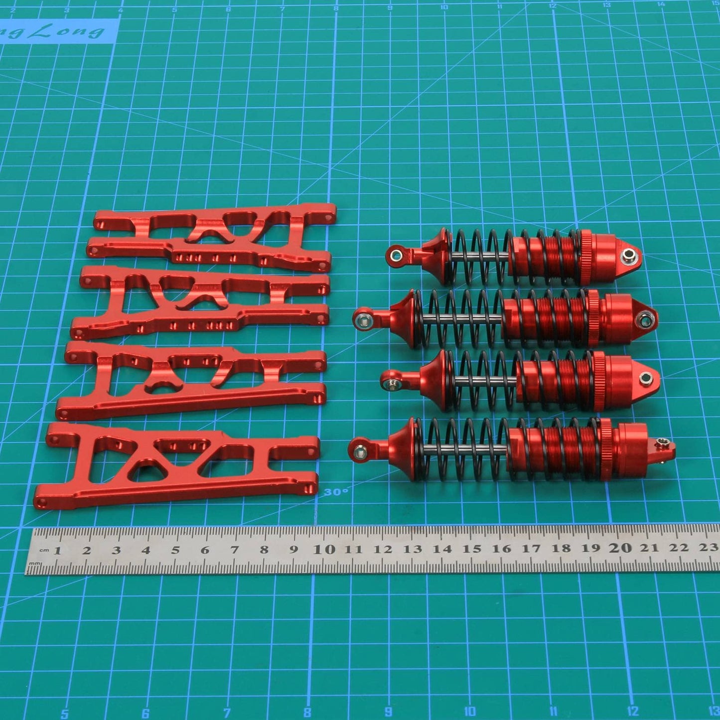 RCAWD Front Rear Full Aluminum Suspension Arms,Shock Absorber Assembled for 1/10 Traxxas Slash Rustler Hoss Stampede Bandit 4x4