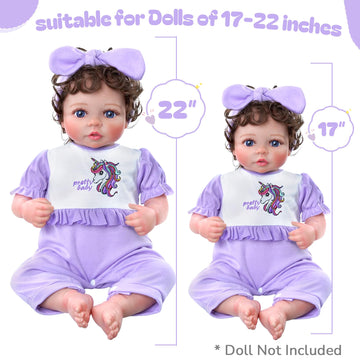 BABESIDE 8 Pcs Reborn Baby Doll Clothes, Cotton Outfit Accessories for 17-22 Inch Dolls, Multiple Colors, Includes Bassinet