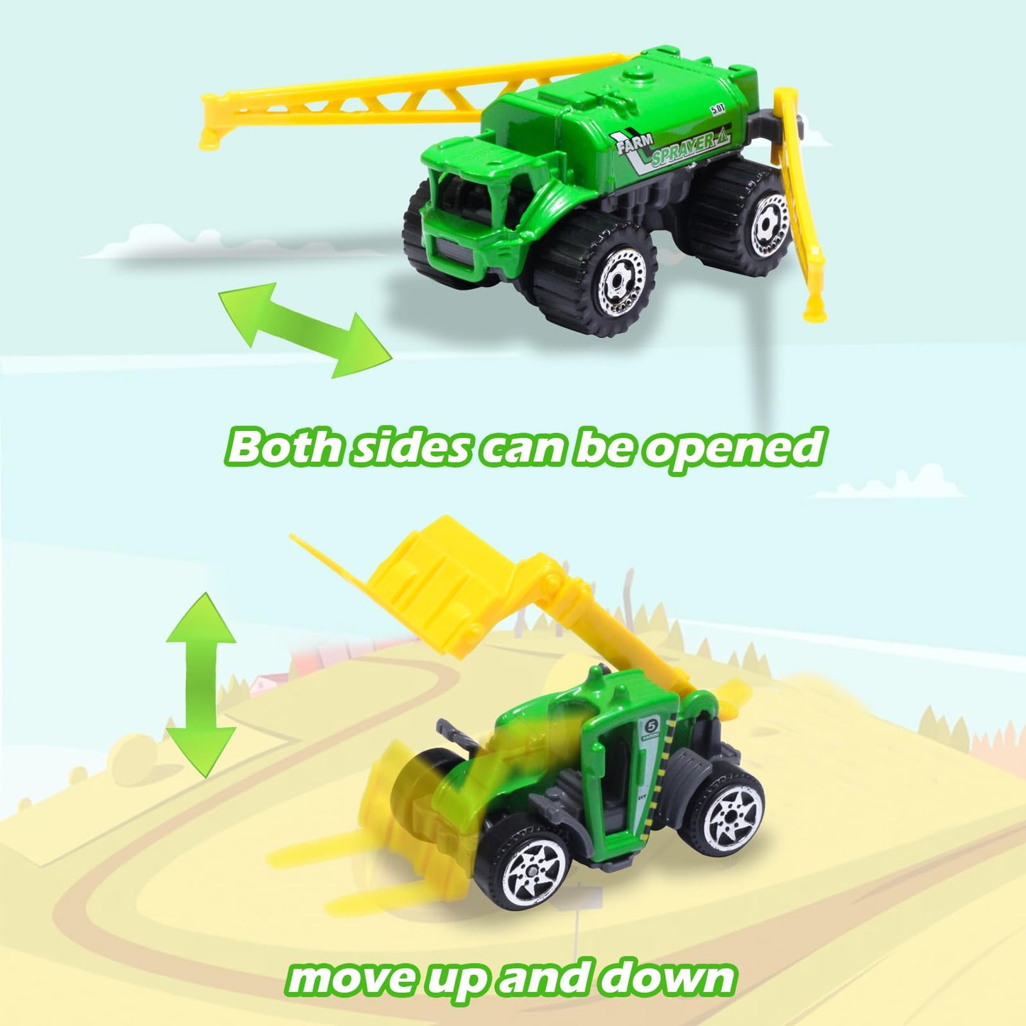 Oriate Children Diecasting Farm Car Toy Set 6pcs, Harvester, Transporter, Truck, Sprayer Small Farm Toys, Mini Cars Model Christ