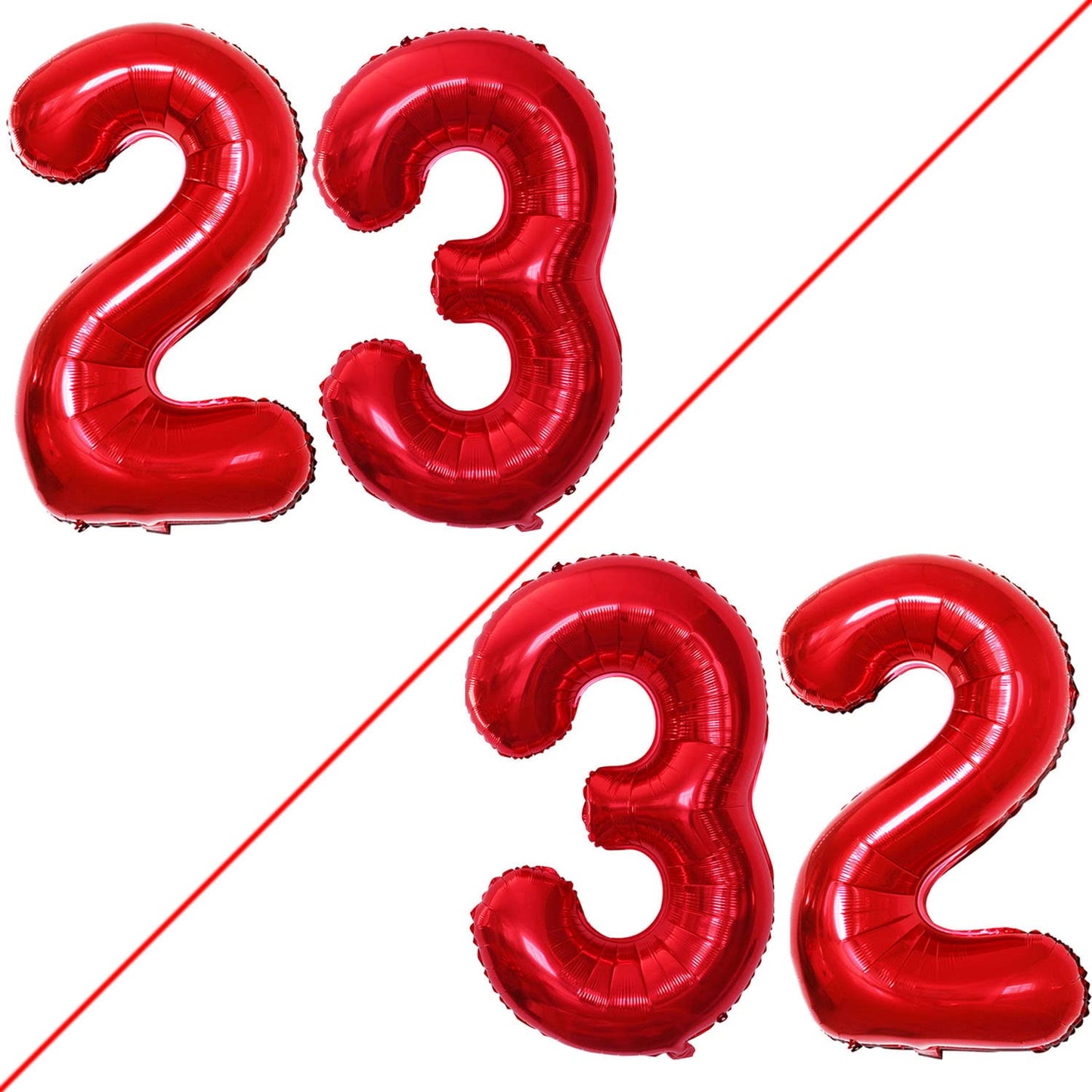 Goer Number 23 Balloons For 23Rd Birthday Party Decorations,42 Inch Jumbo Foil Helium 32 Balloons For 32Nd Birthday Party Decoration (Red)