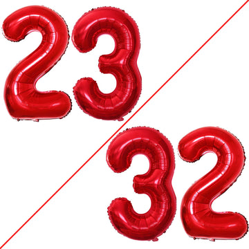 Goer Number 23 Balloons For 23Rd Birthday Party Decorations,42 Inch Jumbo Foil Helium 32 Balloons For 32Nd Birthday Party Decoration (Red)