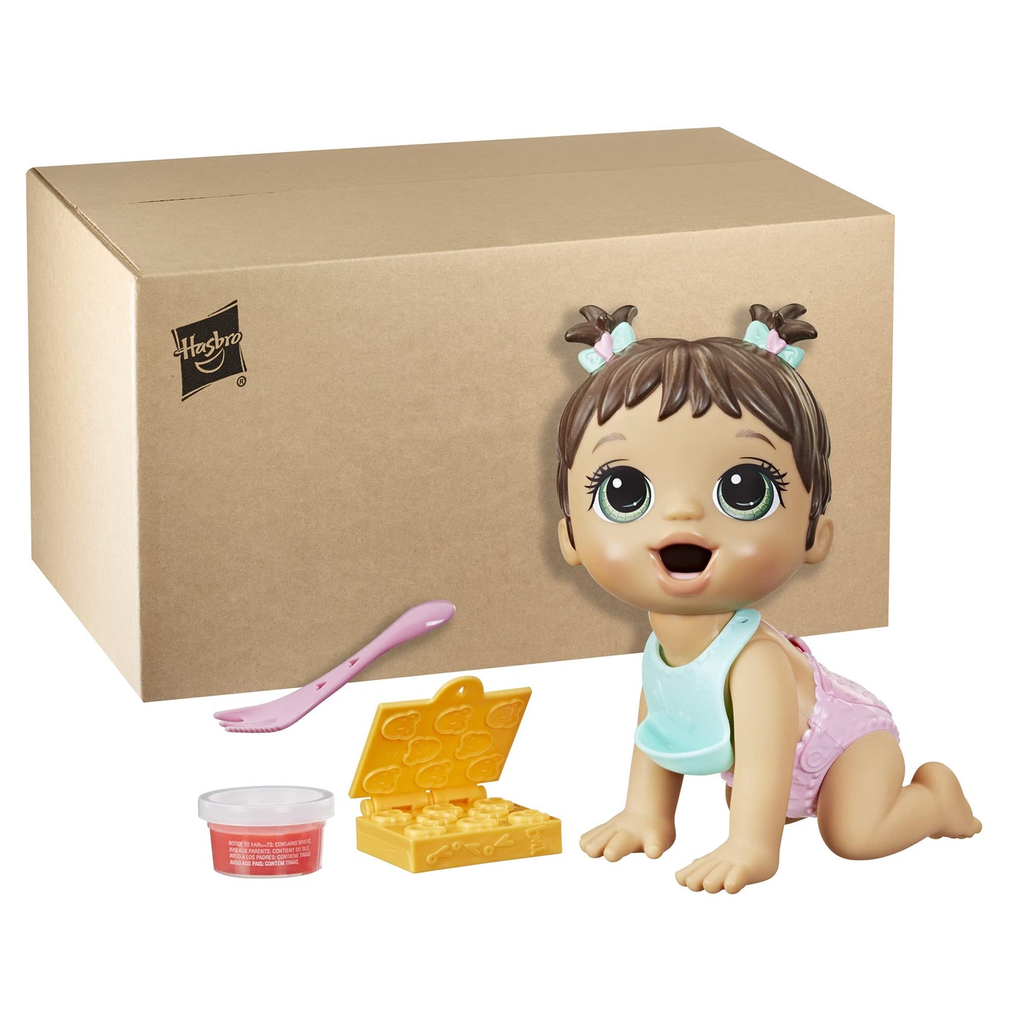 Baby Alive Lil Snacks Doll, Eats And Poops, Snack-Themed 8-Inch Baby Doll, Snack Box Mold, Toy For Kids Ages 3 And Up, Brown Hai