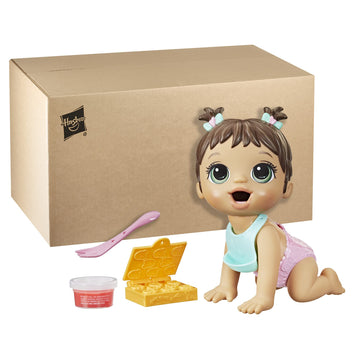 Baby Alive Lil Snacks Doll, Eats And Poops, Snack-Themed 8-Inch Baby Doll, Snack Box Mold, Toy For Kids Ages 3 And Up, Brown Hai