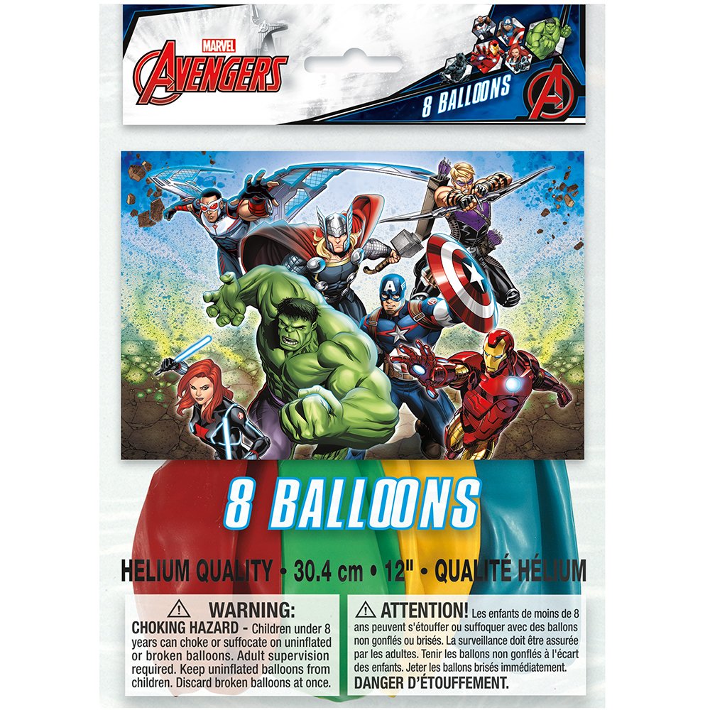 Amscan Avengers Party Latex Balloons - 12'' | Assorted Colors | 8 Pcs