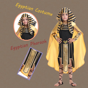 Dsplay Boys Egyptian Pharaoh Costume Cosplay Kids Halloween (10-12 Years)