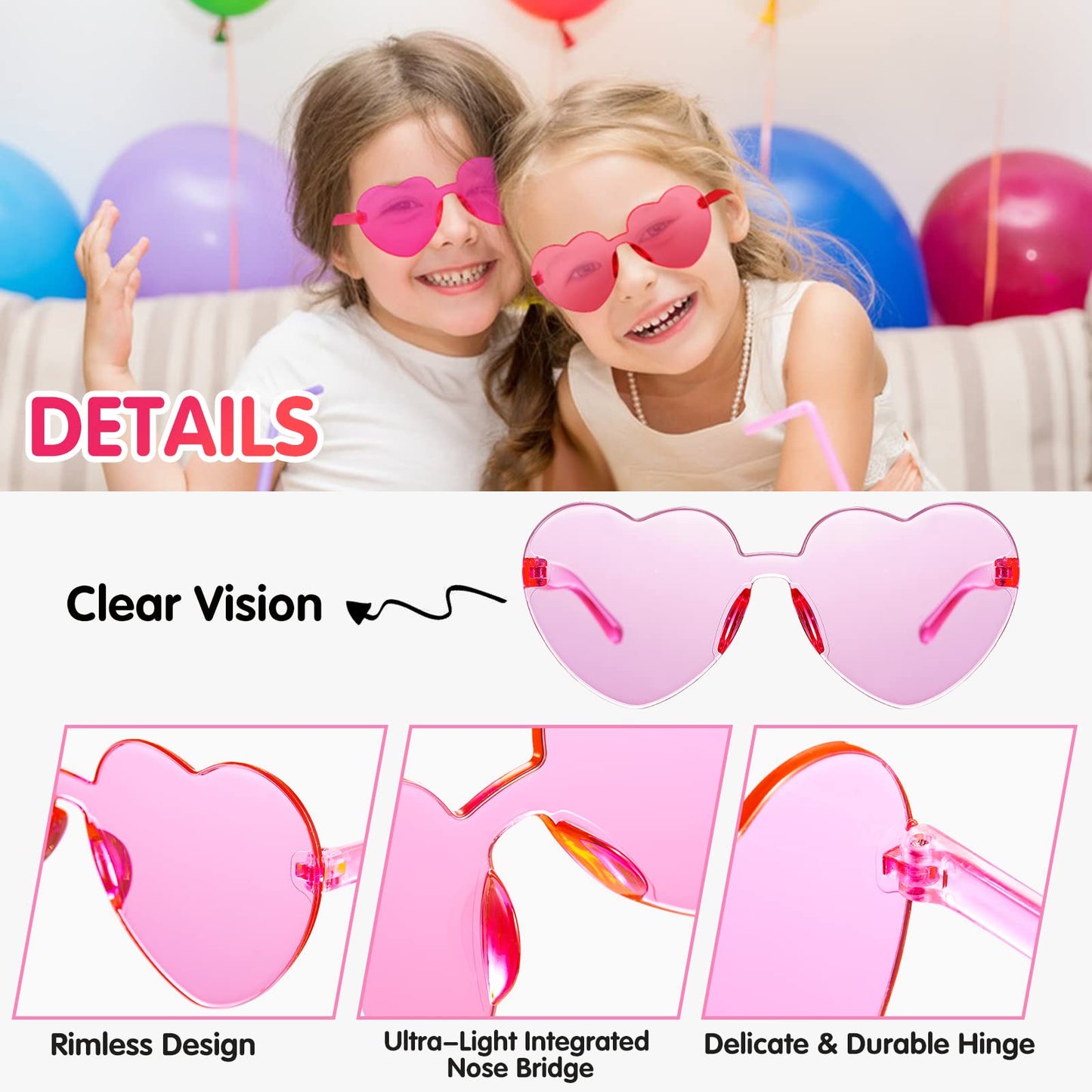Scione Kids Heart Sunglasses Gift Sunglasses , 24Pack Party Favors Heart Sunglasses For Kid Boy Girl - Glasses Colorful Birthday Party Supplies, Beach, Pool Party Favors, Goodie Bag Stuffer