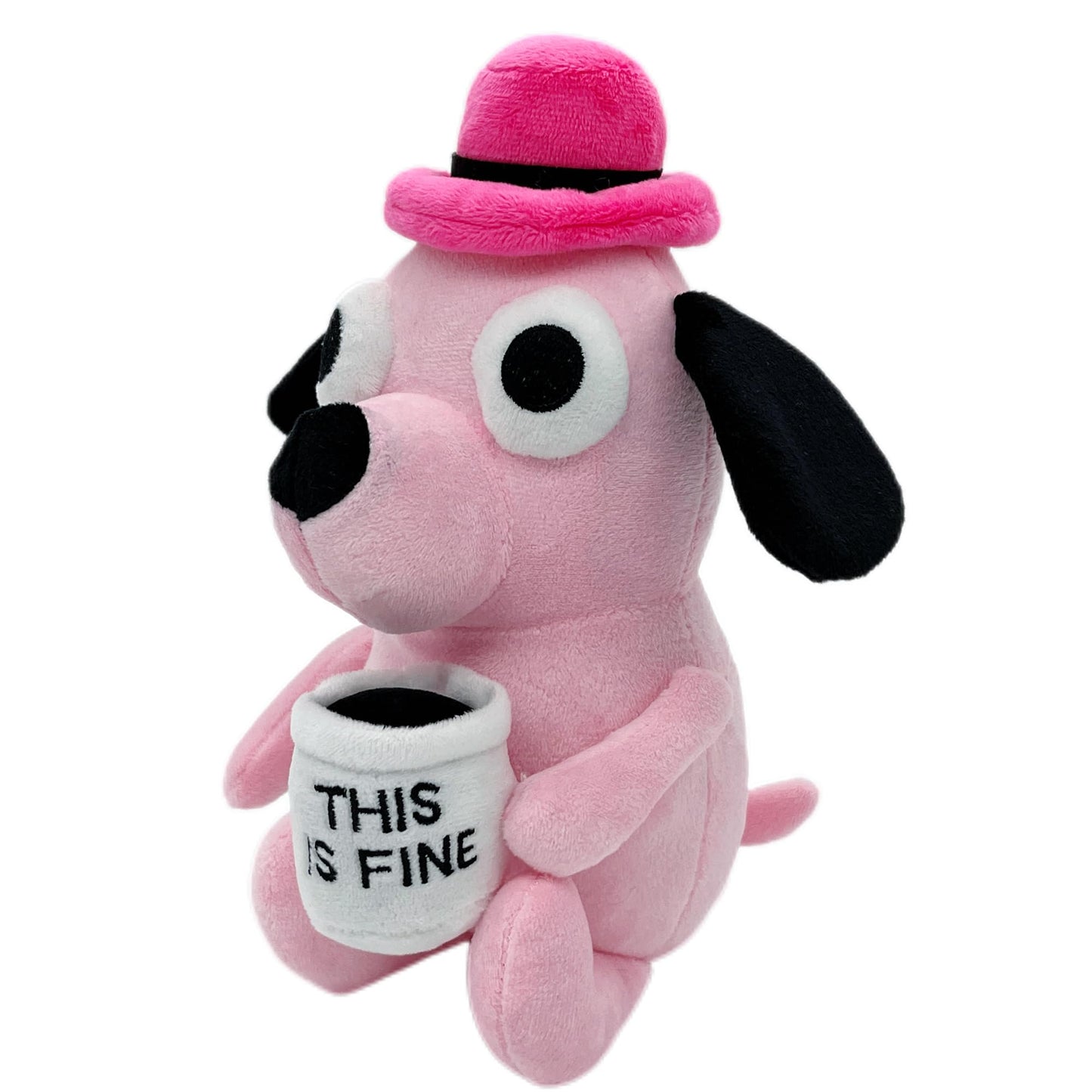 Tavashome Funny Pink This Is Fine Dog Plushie, 11'' Inches, Coffee Drinking Puppy Dog Stuffed Animal Soft Dolls Plushies, Inspir