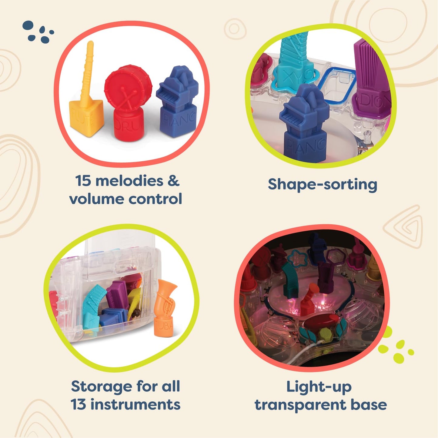 B. Toys - B. Symphony Musical Toy Orchestra For Kids 3+ Years– 13 Musical Instruments For Classical Music For Babies And Toddlers – Interactive Kids Music Toys With Lights And 15 Songs