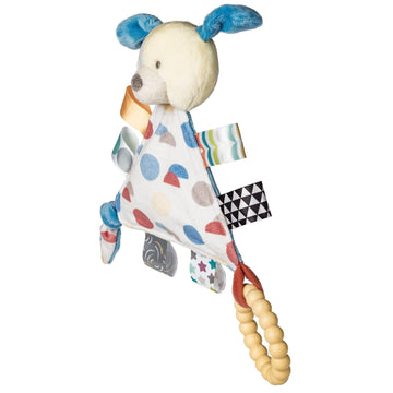 Mary Meyer Taggies Teething Toy Rattle, 6-Inch Plush Puppy, Portable Triangle with Sensory Tags, One Size