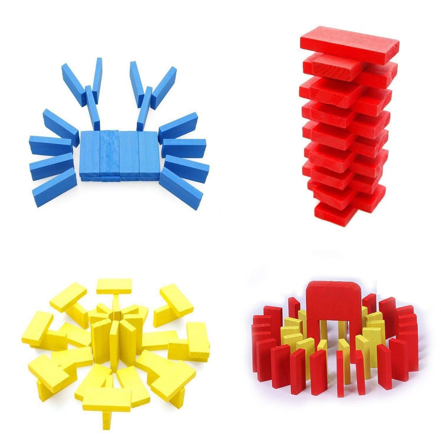 Joqutoys 600 PCS Dominoes Set for Kids Wooden Domino Building Blocks 6 Colors Bulk Dominoes Racing Tiles Games with Extra 26 Add-on Blocks and Storage Bag Educational Toys for Kids Birthday Party