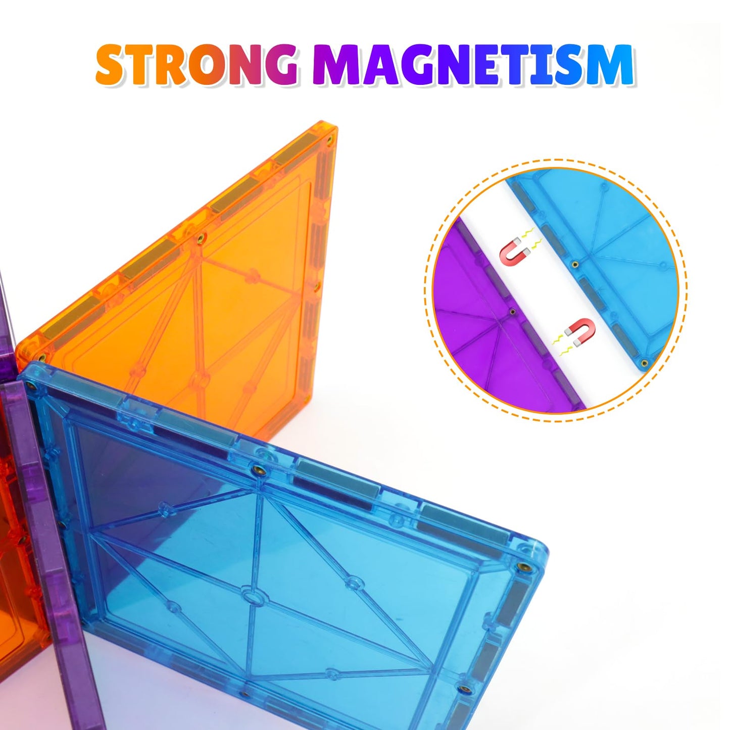 Neoformers 6 Piece Magnetic Tiles Set Large Square Shape Magnet Building Block Construction Toy Stem Learning Kit Educational Pl