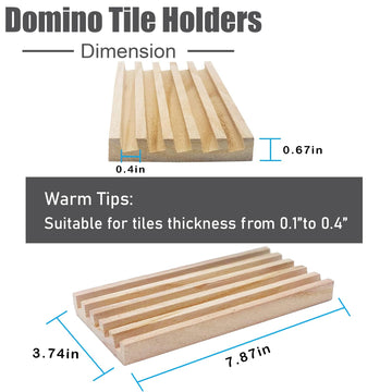 ESSAJOY Wooden Domino Trays Set of 8 for Mexican Train - Double 12 Tile Holders, Durable Wood Construction, Dominoes Not Included