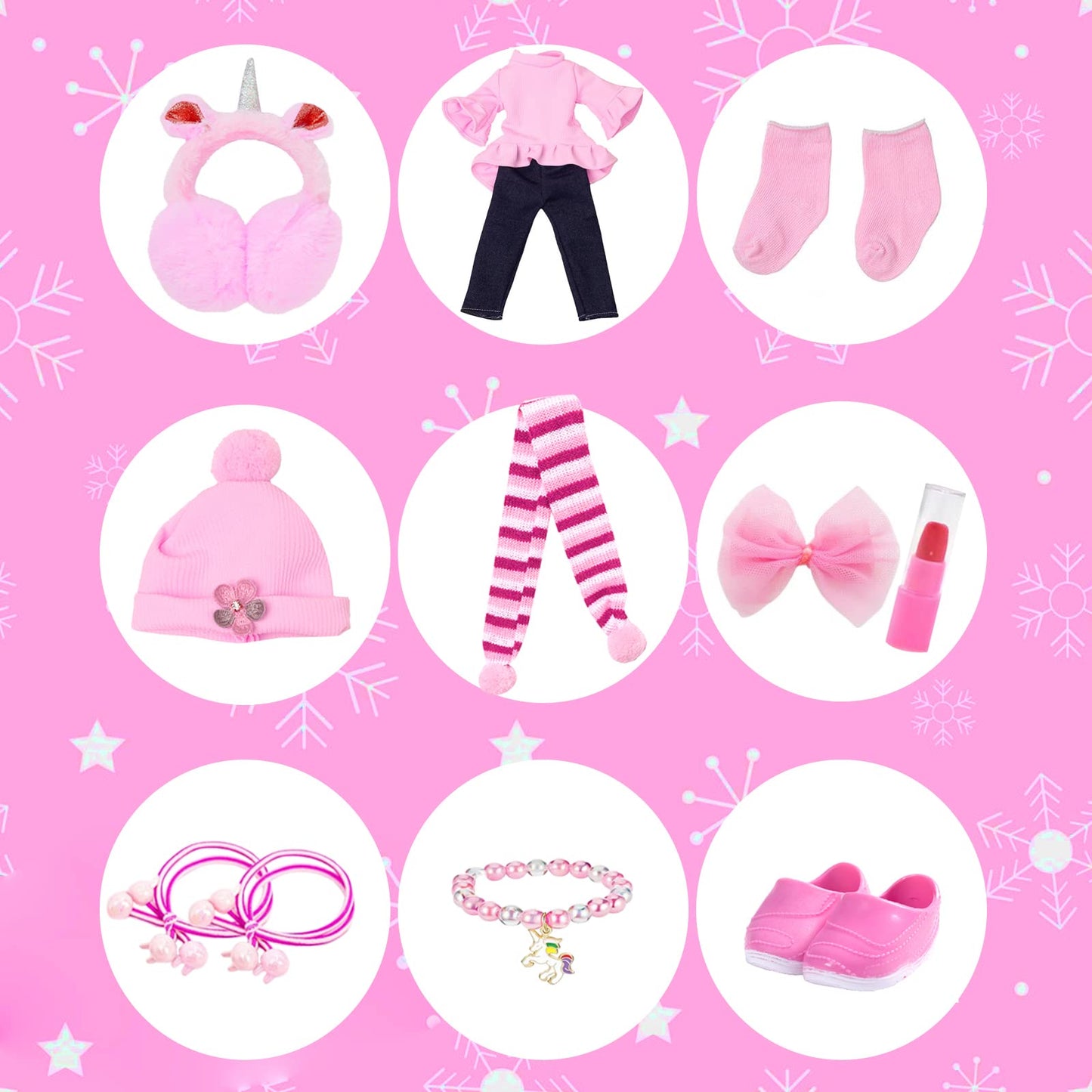 Uzidbto American Doll Clothes And Accessories For 18 Inch Doll Includes Pretend Makeup Kit Stuff Girls Gift(Doll Not Including)