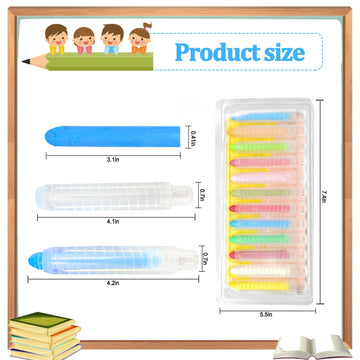 12 Pcs Sidewalk Chalk Set For Kids, 12 Colors Dust-Free Washable Outdoor Toddler Chalk With Holder For Blackboard Drawing Writin