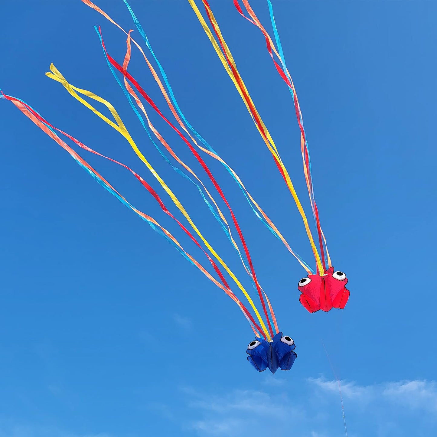 Simxkai 2 Pack Octopus Kites for Kids & Adults, Large Soft 3D Beach Easy to Fly for Boys & Girls (Red & Blue)