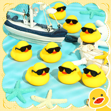 Hiboom 300 Pack Mini Rubber Ducks Set Bath Toys In Bulk With Sunglasses Float Squeak Tiny Ducks Baby Shower Rubber Duck Bathtub