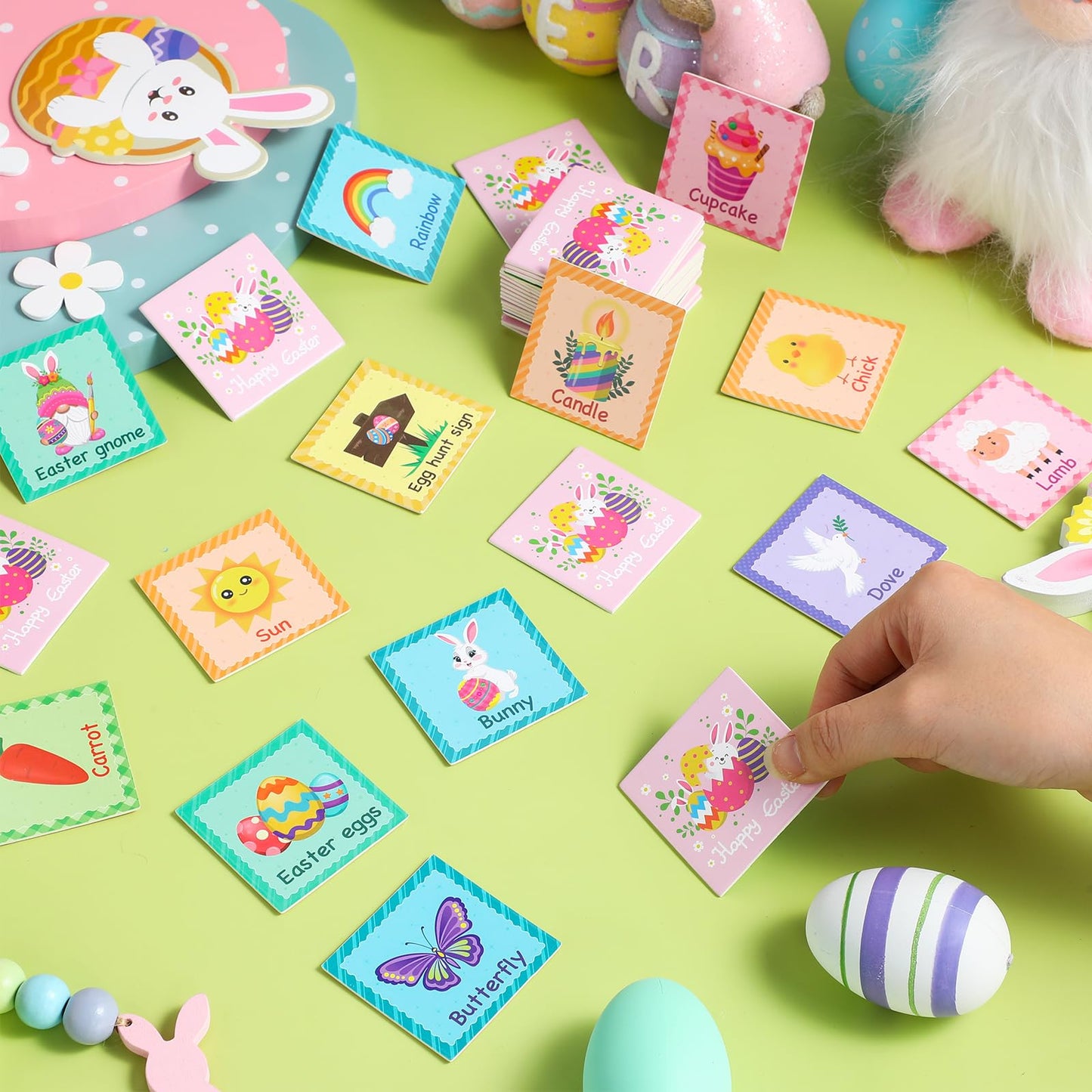 Containlol 48 Pcs Easter Memory Matching Cards Religious Matching Game Bunny Rabbit Egg Educational Games For Holy Week Spring C