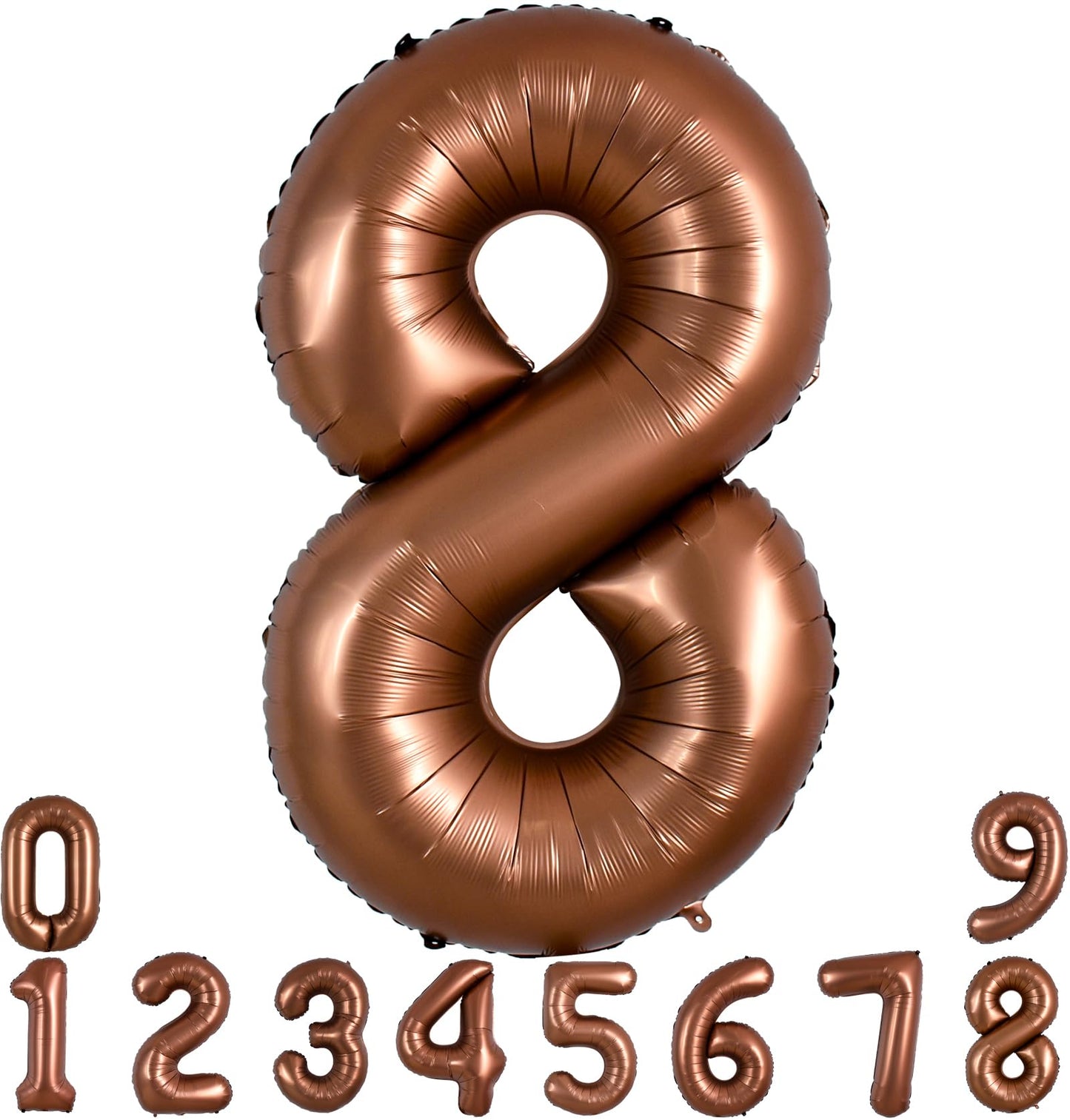 Toniful 40 Inch Coffee Brown Large Numbers Balloon 0-9 Birthday Party Decorations,Big Chocolate Number 8 Foil Balloon Digital 8
