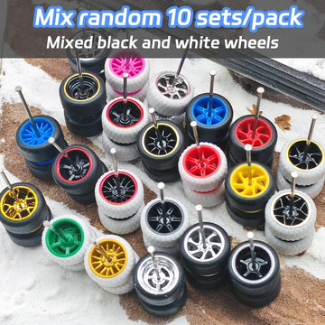 1/64 Wheels and Tires, Real Rider Series,Upgrade Mainline Diecast Model Cars,Mixed 10 Sets of Black and White Wheels a Pack (10