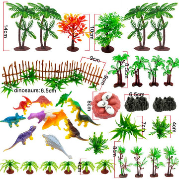 MOMOONNON 56 Pcs Dinosaurs Cake Decorations Set - Ho Scale Trees & Toys, Multi-Color, PVC - Perfect for Kids' Parties & Cake Toppers