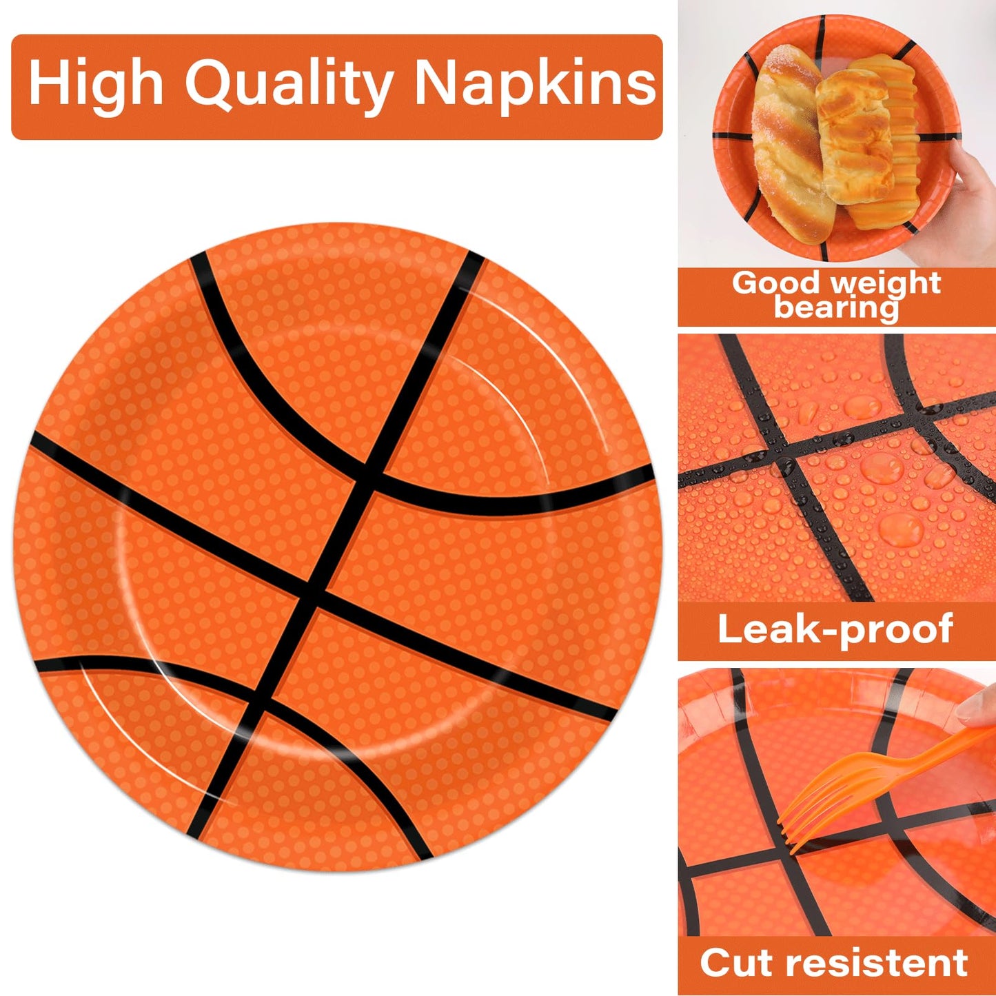 Qyeahkj 100 Pcs Basketball Birthday Party Supplies Basketball Sports Themed Party Plates And Napkins Basketball Party Decoration