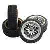powerday 12mm Hub Wheel Rims Rubber Tires for RC 1/10 on-Road Touring Racing Car A for RC 1: 10 on-Road Racing car, Drift, Touri