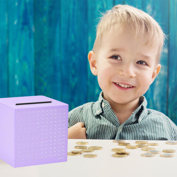 Money Saving Box with Counter Savings Challenge Box Piggy Bank Stainless Steel Money Bank Cash Saver Money Box for Adults Child(