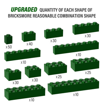 300 Piece Green Bricks Bulk Assortment Pack, Brick Accessories For Building With 12 Size, Compatible With Lego Parts And Pieces
