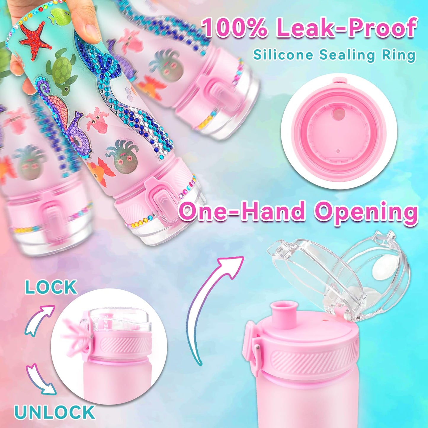 EDsportshouse Decorate Your Own Water Bottle Kits for Girls Age 4-6-8-10,Mermaid Painting Crafts,Fun Arts and Crafts Gifts Toys