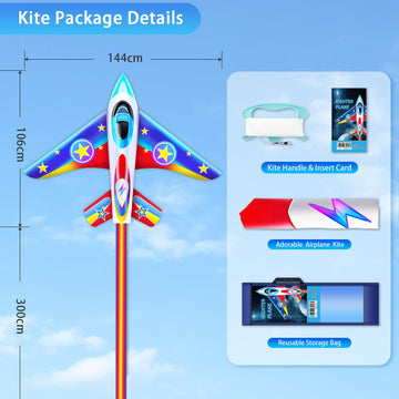 Yfafengs Airplane Kites For Kids & Adults, Best Beach Kite For Beginners Easy To Fly Kite With Long Tail Kites For Kids Ages 8-1