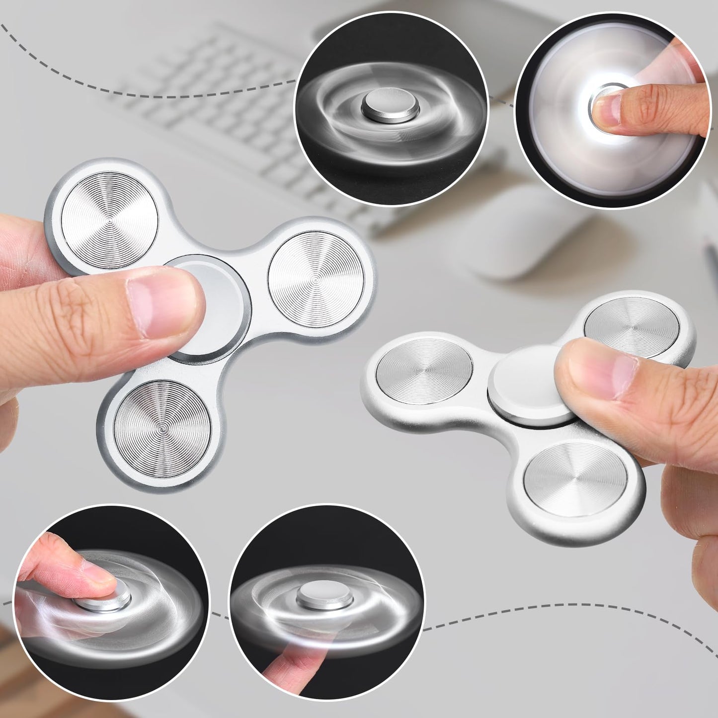 Metal Fidget Spinner For Adults Kids, Silent Sensory Fidget Toys Adults, Stainless Steel Bearings Hand Spinners For Adhd Autism