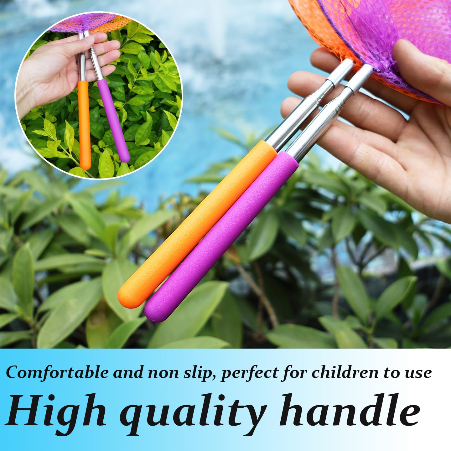 2 Pack Insect Catching Nets, Telescopic Stainless Steel Pole, Fishing Nets,Butterfly Nets, Nature Exploration Toys For Kids Outd