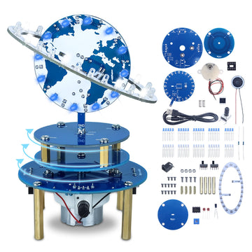 Pemenol Soldering Practice Project Kit, Diy Globe Planetary Motion Kit Corded Rotating Universe Model Music Switch Brightness Ad